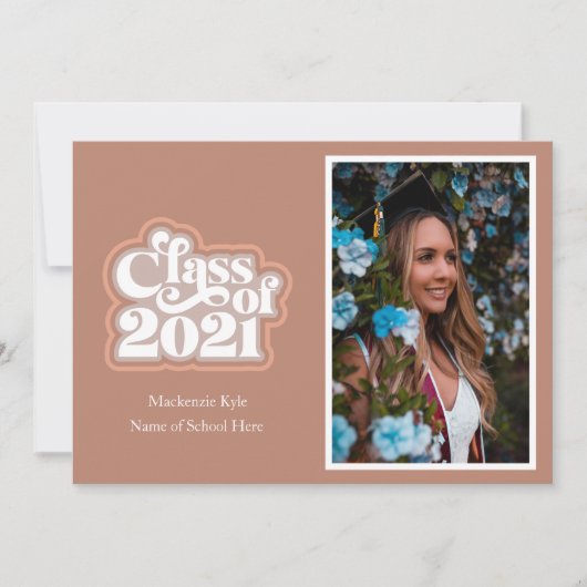 Retro Roze Moderne Klas van 2021 Aankondiging (Voorkant)
