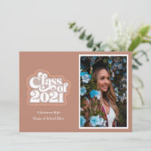 Retro Roze Moderne Klas van 2021 Aankondiging (Staand voorkant)