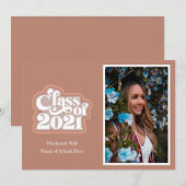 Retro Roze Moderne Klas van 2021 Aankondiging (Voorkant / Achterkant)