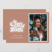 Retro Roze Moderne Klasse van 2021 aankondiging (Voorkant / Achterkant)