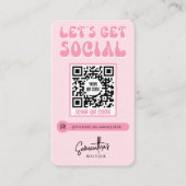 Retro Roze Moderne Logo Social Media QR Code Visitekaartje (Voorkant)