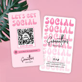 Retro Roze Moderne Logo Social Media QR Code Visitekaartje
