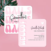 Retro Roze Moderne Nail Artiest Salon Manicure Vierkante Visitekaartje