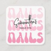 Retro Roze Moderne Nail Artiest Salon Manicure Vierkante Visitekaartje (Voorkant)