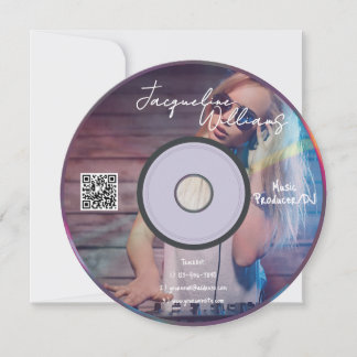 Retro Roze Muziekmaker Cd Dj Visitekaartje Kaart