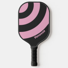 Retro Roze Nacht Drie Cirkel Streep met Naam Pickleball Paddle
