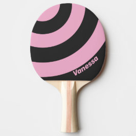 Retro Roze Nacht Drie Cirkel Streep met Naam Tafeltennisbatje