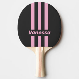 Retro Roze Nacht Drie Pin Strepen met Naam Tafeltennisbatje