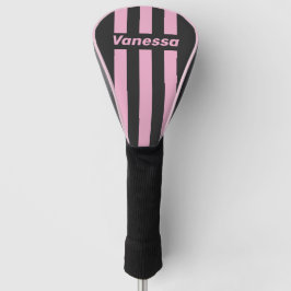 Retro Roze Nacht Drie Speldstrepen met Naam Golfheadcover