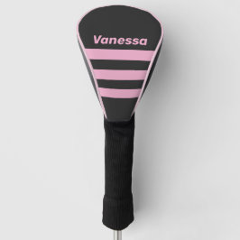 Retro Roze Nacht Drie Strepen met Naam Golfheadcover