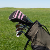 Retro Roze Nacht Drie Strepen met Naam Golfheadcover (Insitu)