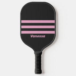 Retro Roze Nacht Drie Strepen met Naam Pickleball Paddle