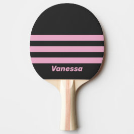 Retro Roze Nacht Drie Strepen met Naam Tafeltennisbatje