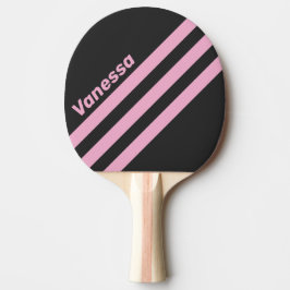 Retro Roze Nacht Driehoekige Strepen met Naam Tafeltennisbatje