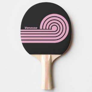 Retro Roze Nacht Krul Strepen met Naam Tafeltennisbatje