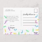 Retro roze neon afstuderen pet briefkaart 1980 (Achterkant)