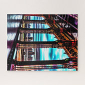 Retro Roze Neon Kleuren Schetst Fun Wild Cityscape Legpuzzel (Horizontaal)