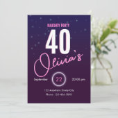 Retro Roze Neon Stoute 40e Verjaardag Kaart (Staand voorkant)