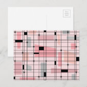 Retro roze Net en Starbursts Briefkaart (Voorkant / Achterkant)