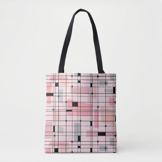 Retro Roze Net en Starbursts Canvas tas (Voorkant)