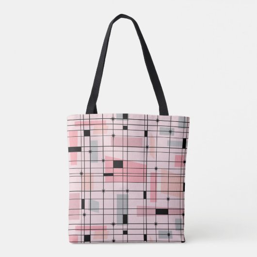 Retro Roze Net en Starbursts Canvas tas (Achterkant)
