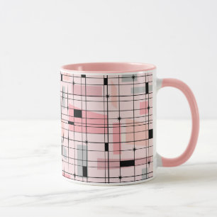 Retro Roze Net en Starbursts Koffie Mok