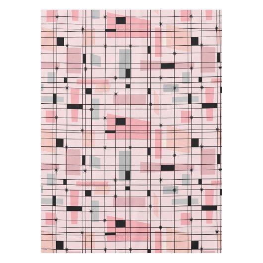 Retro Roze Net en Starbursts Tablecloth Tafelkleed (Voorkant)