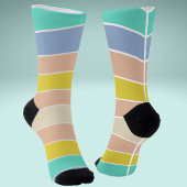 Retro roze oker geel turquoise Gestreepte Sokken