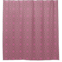 Retro roze olijfgroen abstract geometrisch patroon douchegordijn