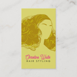 Retro Roze Olijfgroene Haarstyling Plat Design QR Visitekaartje