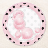 Retro Roze Onderzetters van de Franse Poodle Party (Voorkant)