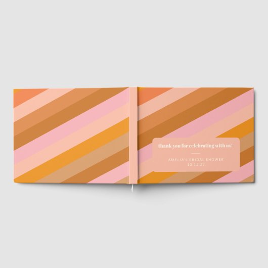 Retro Roze Oranje Aangepaste Bruidsdouche Bedanktk Gastenboek (Volledig)