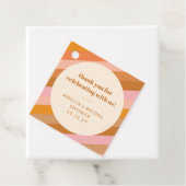 Retro Roze Oranje Aangepaste Bruiloftsdankjeshoudi Bedankjes Labels (In situ)