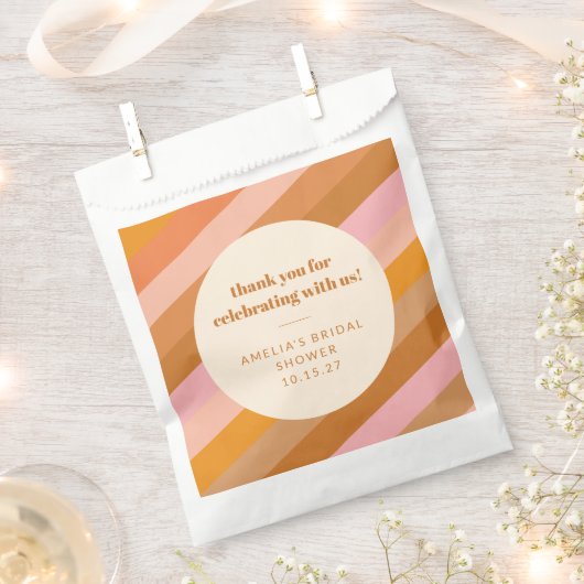 Retro Roze Oranje Aangepaste Trouw Bruiloftsfeest Bedankzakje (Geknipt)