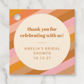 Retro Roze Oranje Aangepaste Trouwfeest Dank Je Bedankjes Labels (Voorkant)