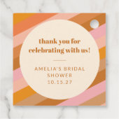 Retro Roze Oranje Aangepaste Trouwfeest Dankjewel Bedankjes Labels (Achterkant)