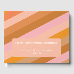 Retro Roze Oranje Bruiloft Dankjewel Kaart Gastenboek