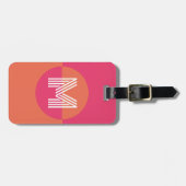 Retro Roze Oranje Geometrisch Modern Monogram Bagagelabel (Voorkant horizontaal)