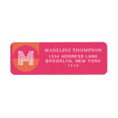 Retro roze Oranje geometrische moderne monogram Etiket (Voorkant)