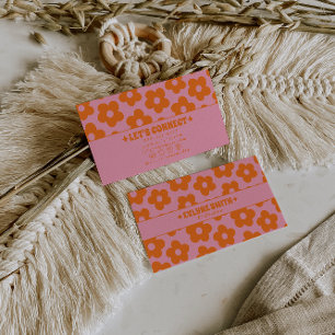 Retro Roze Oranje Groovy Bloem Boho Meisjesachtig Visitekaartje