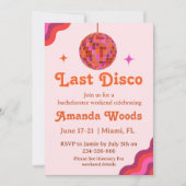 Retro Roze Oranje Laatste disco Bachelorette Weeke Kaart (Voorkant)