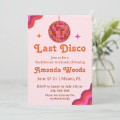 Retro Roze Oranje Laatste disco Bachelorette Weeke Kaart (Staand voorkant)