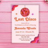 Retro Roze Oranje Laatste disco Bachelorette Weeke Kaart