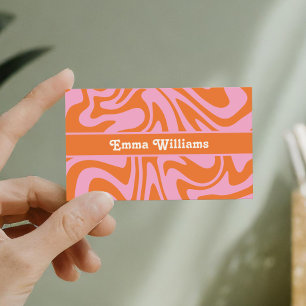 Retro Roze Oranje Modern Visitekaartje