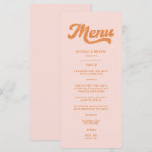 Retro Roze Oranje Trouwfeest Menu (Voorkant / Achterkant)