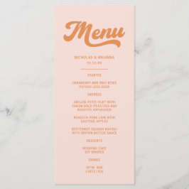 Retro Roze Oranje Trouwfeest  Menu