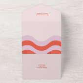 Retro Roze Oranje Typografie QR Code Bruiloft All In One Uitnodiging (Buitenkant)