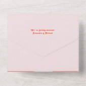Retro Roze Oranje Typografie QR Code Bruiloft All In One Uitnodiging (Achterkant)