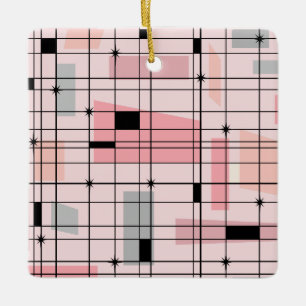 Retro Roze Ornament van het Net en van Kerstmis