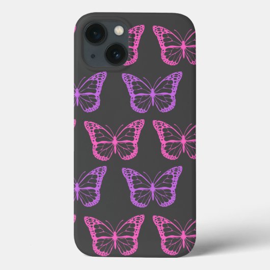 Retro Roze Paarse Bloemen Vlinder Meisje Patroon Case-Mate iPhone Case (Achterkant)